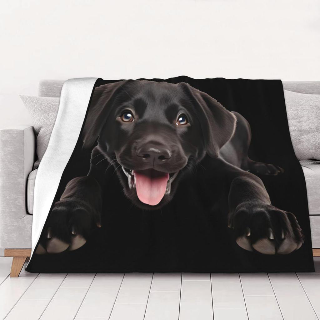 Labrador Printed Flannel Blanket Black Dog Blanket Pet Blanket Dog Lovers Gift Blanket