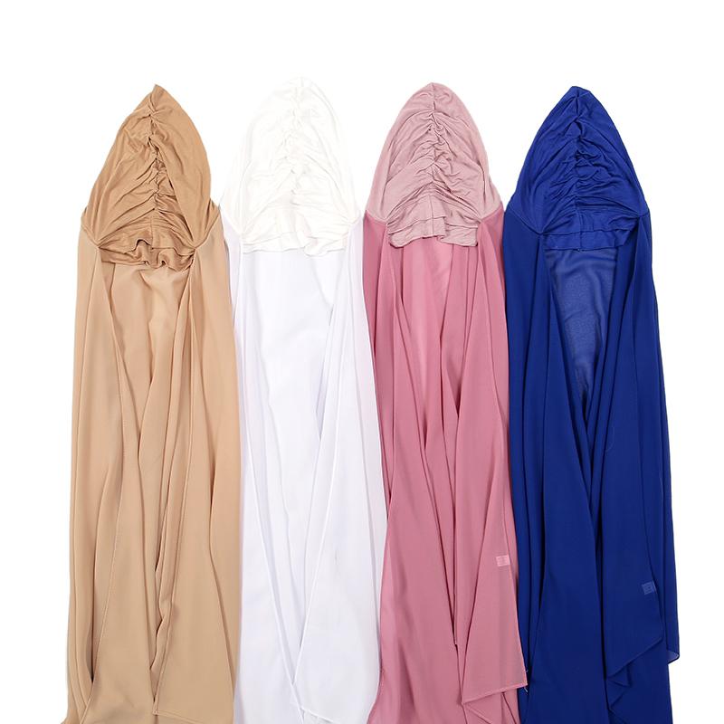 New Instant Chiffon Hijab With Underscarf Cap Muslim Inner Headband Women Cap Bonnet Long Shawl With Jersey Underscarf Headscarf