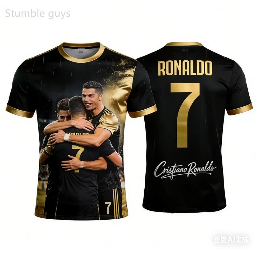 Herren Ronaldo T-Shirt Schnelltrocknend Atmungsaktiv Outdoor Sommer Street Sport Fußballtrikot Kinder Jungen Kleidung