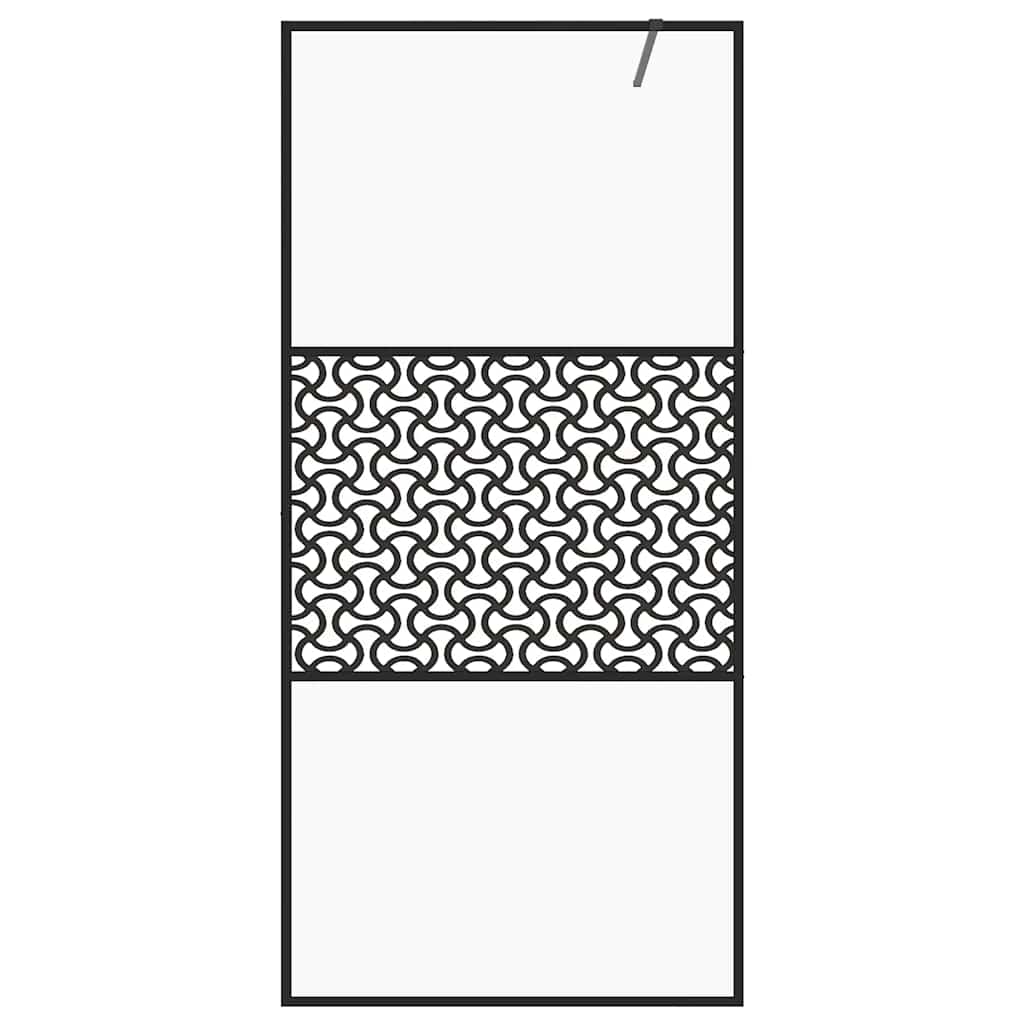 Vidaxl Shower Wall, Transparent ESG Glass, 80X195 Cm, Black