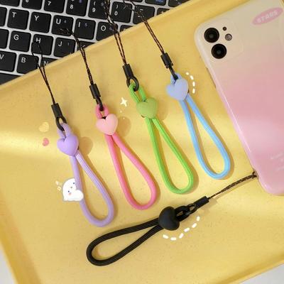 Solid Color Love Heart Cellphone Hanging Rope Durable Mobile Phone Shell Hanging Chain USB Key Camera Anti Loss Hanging Decoration