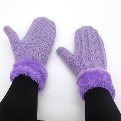 Women Winter Warm Mittens Thicken Fleece Lining Knitted Gloves Perfect for Outdoor Activity and Cold Weather
