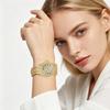 Damen-Strass-Armbanduhr Legierung Römische Ziffern Quarz-Armbanduhr mit dicht besetzten Kristallen, Leichtes Design für Büro Party Date