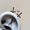 Clou d'oreille en forme de croix Zircon brillant Boucle d'oreille à clou tendance Pour femmes Accessoires de Piercing Corporel