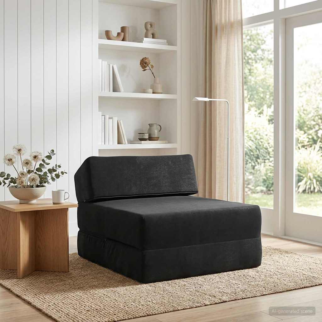 Folding Sofa Bed Black 60 x 70 x 41 cm Fabric