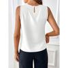 Women's Elegant Solid Color Crew Neck Tank Top, 100% Polyester Non-Stretch Woven Fabric, Fashionable Top for All Seasons