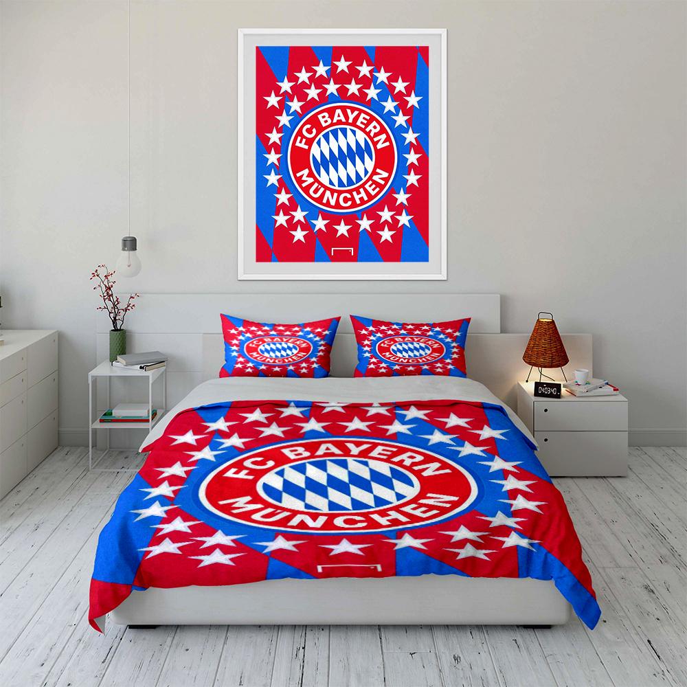 Bayern Munich Logo Bedding Set Bedding Duvet Cover Set Duvet Cover Pillowcases Home Decor (1 * Duvet Cover 2 * Pillowcases, Without Duvet Insert)