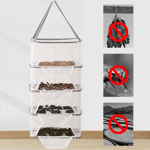 Filet à linge pliable, Filet de séchage suspendu, Conception en maille en forme de nid pour un séchage à plat respirant, Crochets autobloquants coupe-vent avec rotation à 360° f