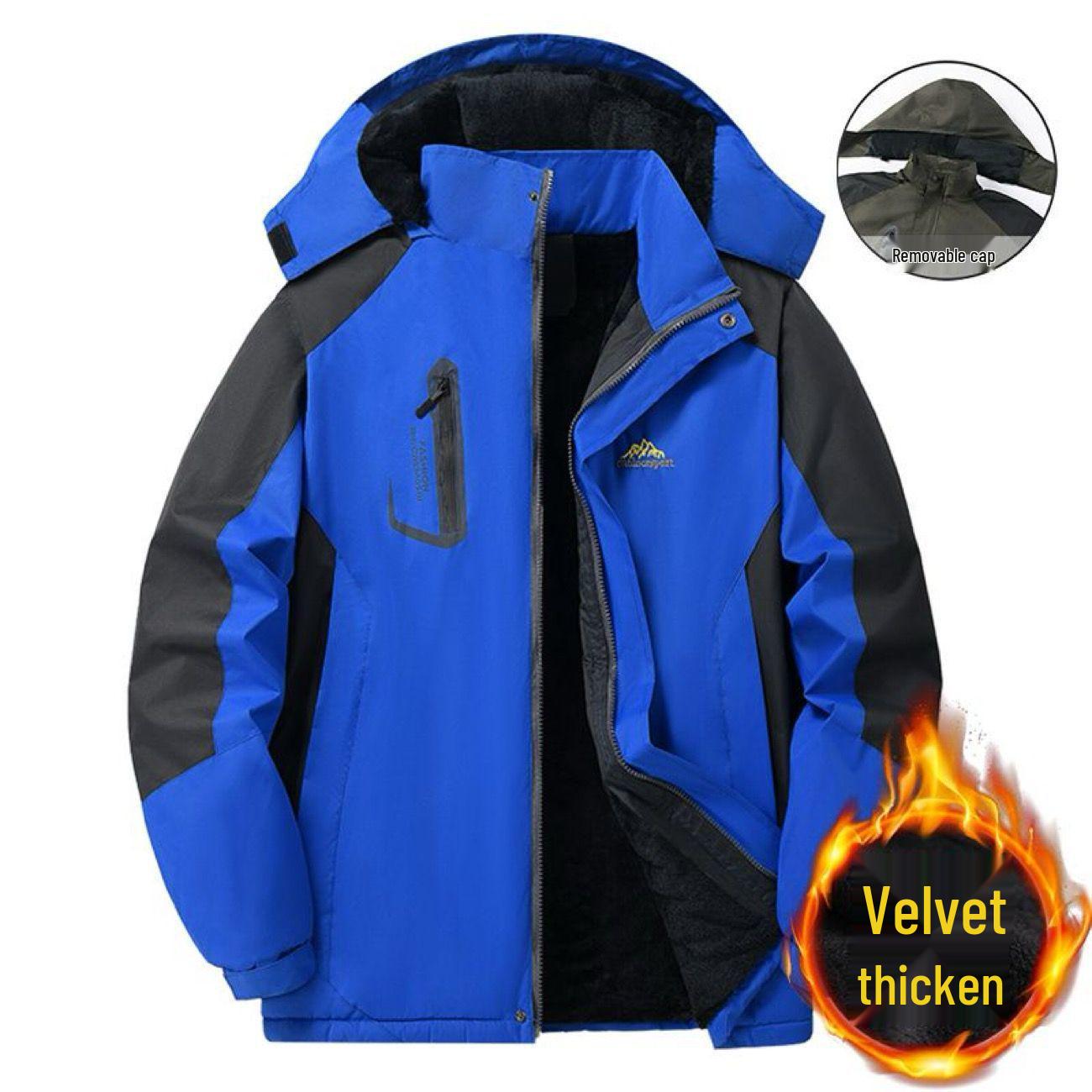 

Men s Fleece-Lined Windproof Winter Jacket - Thickened, Warm Outerwear for Outdoor Use 6XL [175-195 lbs]