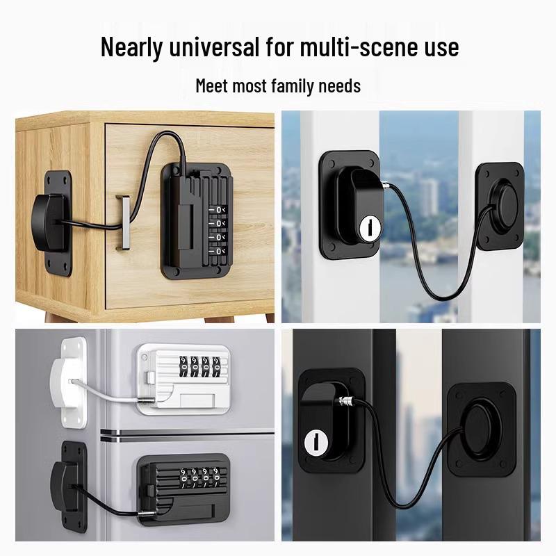 Punch-Free Anti-Theft Refrigerator & Cabinet Lock with Combination for Child Safety