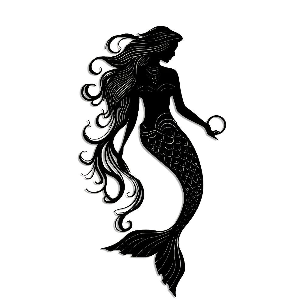 Mermaid Metal Wall Art Decor Abstract Fish Sign Rustic Farmhouse Hanging Ornament For Home Living Room Office Patio Outdoor Indoor Gift