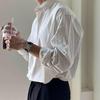 Heren Vintage Mode Japanse Stijl Gestreept Business Casual Overhemd Lente Zomer Revers Lange Mouw Losse Tops Camisas De Hombre