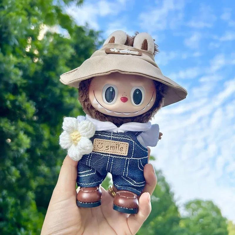 17cm Kawaii Labubu Lisa Stejné oblečení Pád v sérii Wild The Monsters Labubu Plyšová panenka Výměna oblečení DIY Sukně Hra Vlastní