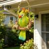 Colorful Bird Statue Resin Parrot Swing Figurine, Outdoor Hanging Animal Sculpture, Tropical Toy Decoration for Patio, Lawn, Garden, Balcony