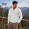 School Wear for Men Quarter-Zip Sweatshirt, Long Sleeve Turndown Collar Outdoor Sports Pullover Solid Color Shirt Fall Winter Comfortable Daily