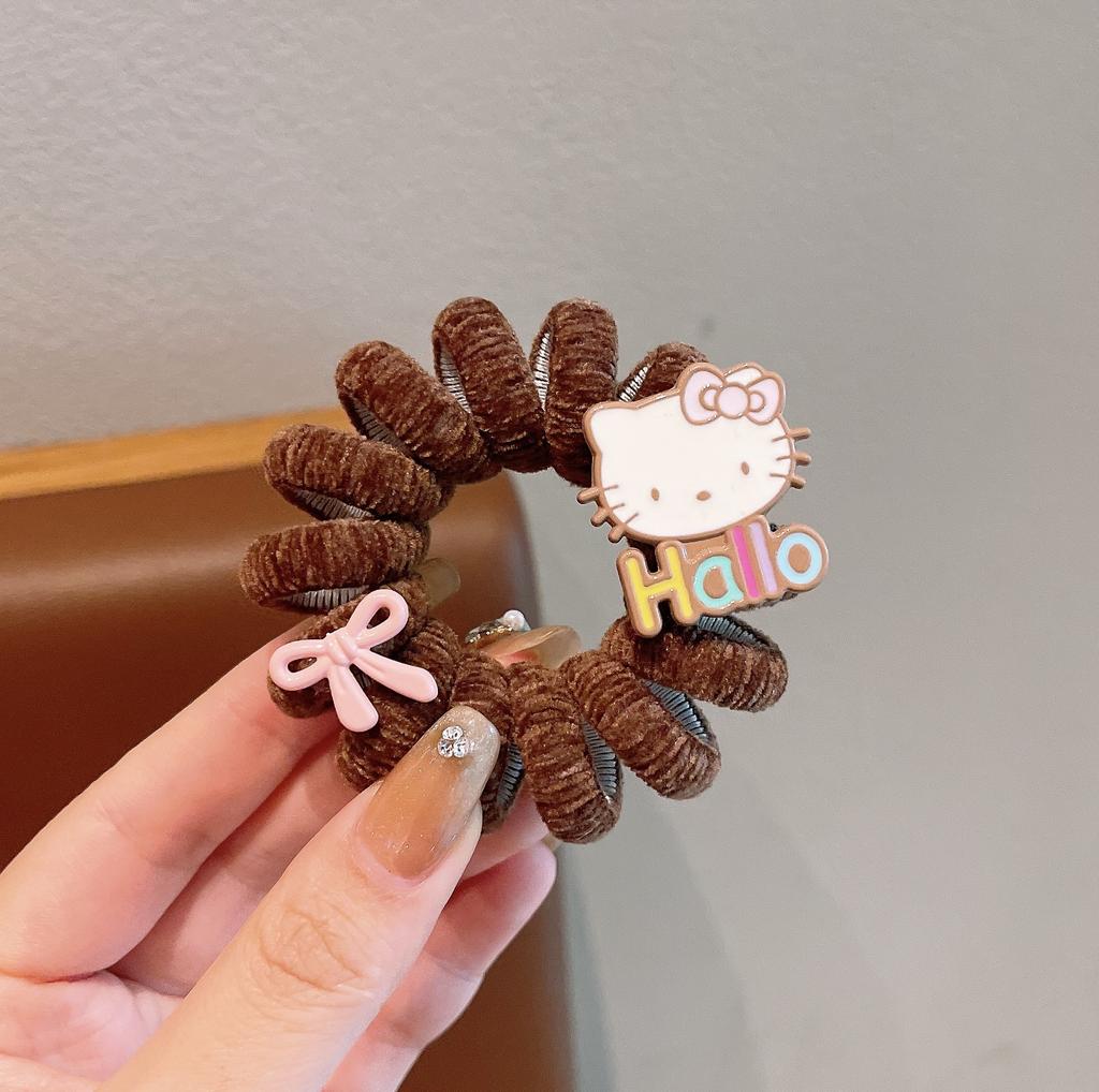 Cute Four-Leaf Clover Lucky Kitten Hair Band Funny Cartoon Expression Cat Hair Rope Girl Ball Head Versatile Headrope