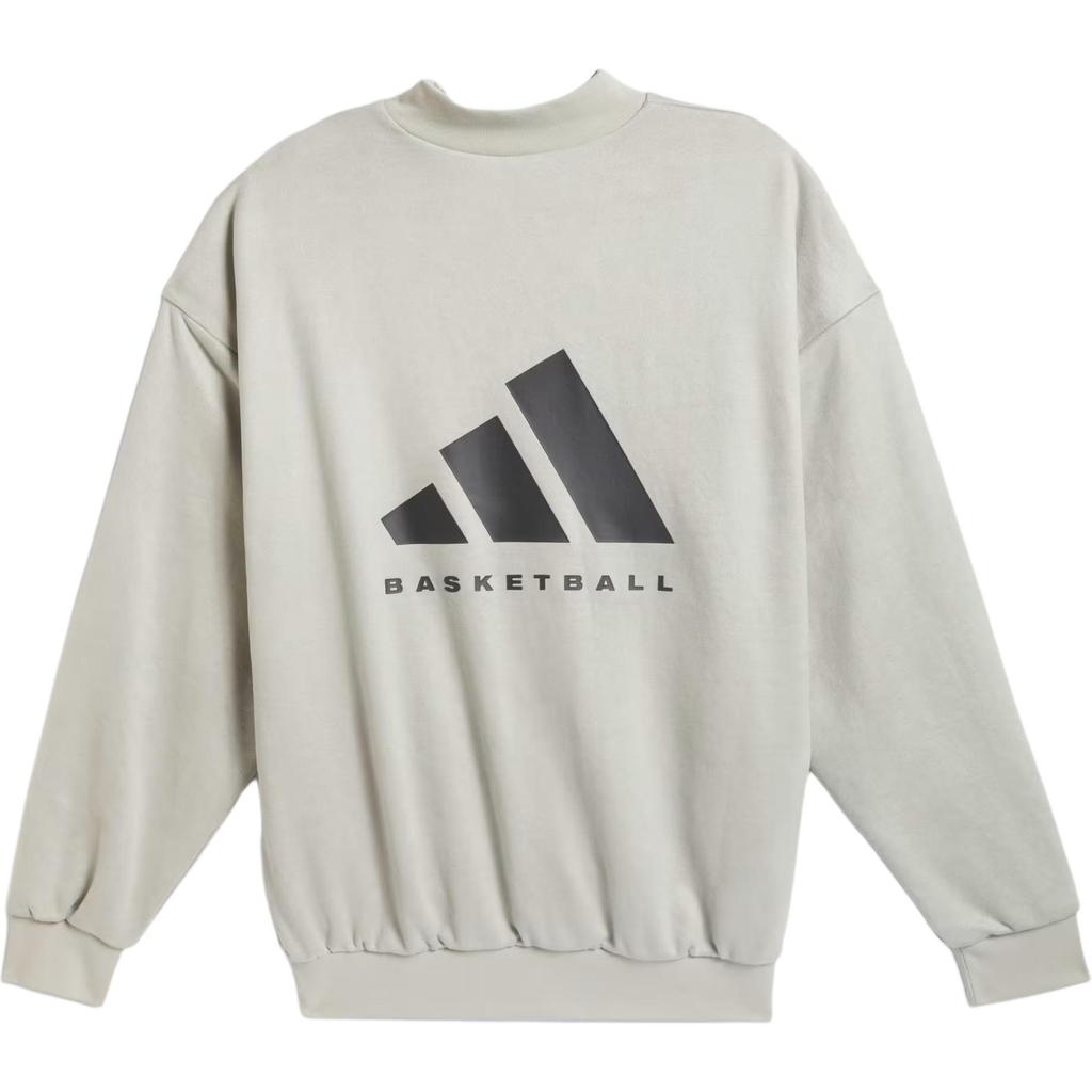 Adidas 2024 Collection Chapter Solid Color Logo Print Crew Neck Sweatshirt Unisex Tops Sesame IN7698