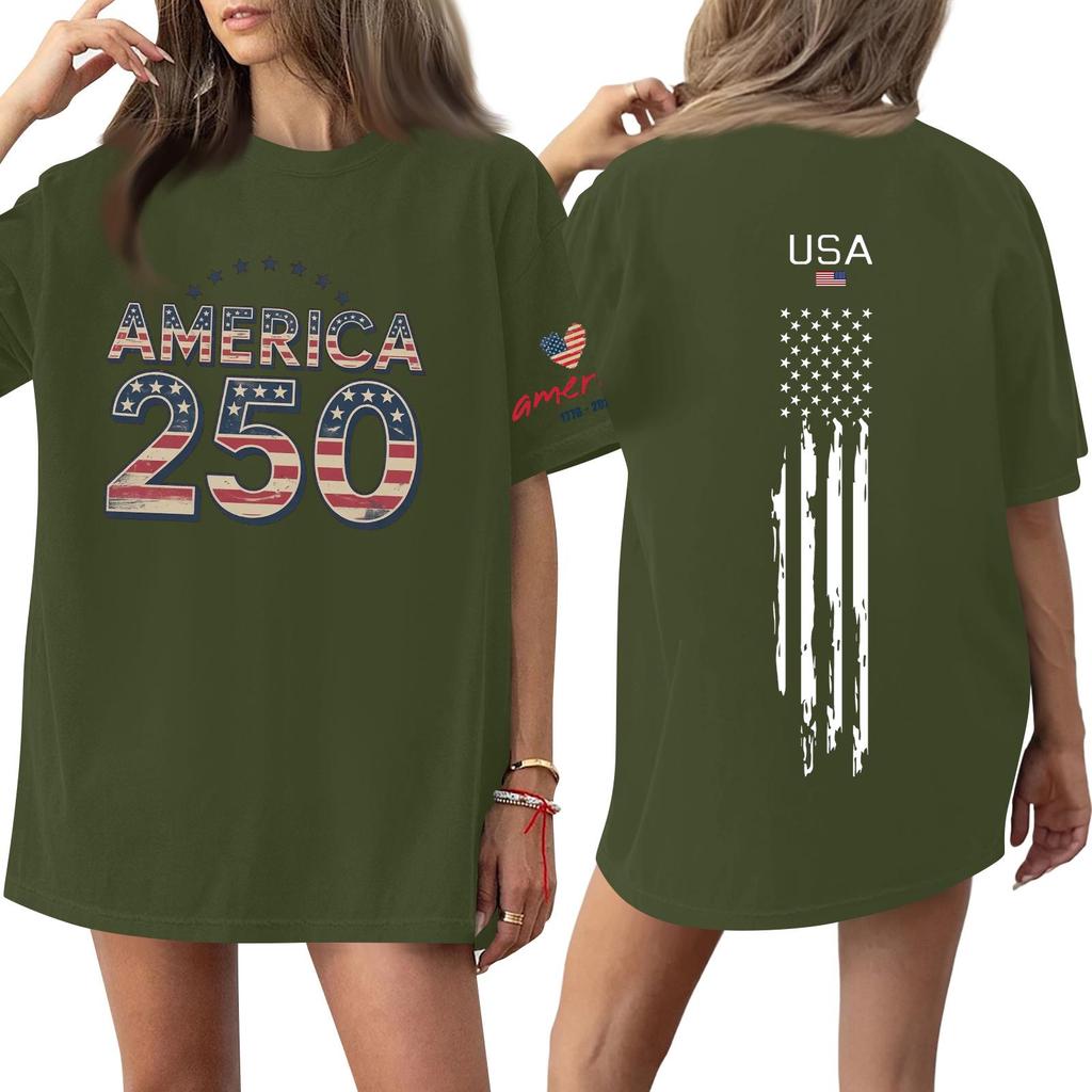 Women's Casual Fashion Round Neck Casual Print Short Sleeve T-Shirt Top