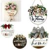 Solid Wood Wooden Door Sign Floral Pattern Hanging Wooden Board Hanging Plaque Spring Summer Decor