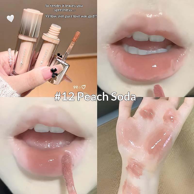 

Cappuvini Mirror Lip Glaze Moisturizing Waterproof Forming Quickly Water Light Lip Gloss Non-Sticky Red Jelly Lipstick Makeup