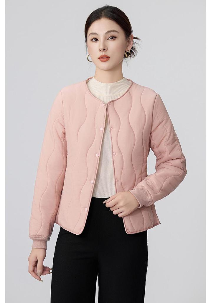 Women's Fleece-Lined Cotton Jacket: Short, Collarless, Padded Winter Outerwear 2026