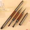 Sandalwood Dual-Ended Nail Art Brush: Multifunctional Gel Builder & Liner Tool for Nail Salons - Square/Round Tips