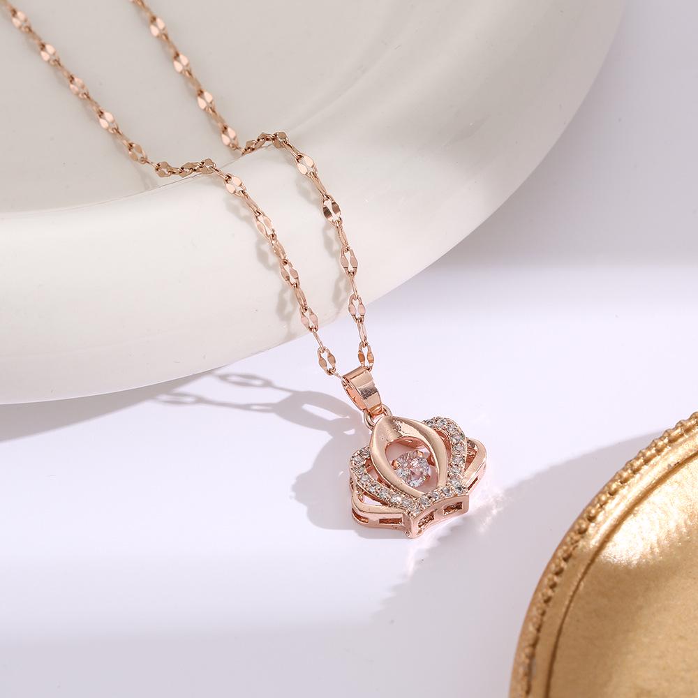 Hochwertige Damen Halskette aus Titanstahl mit vierblättrigem Kleeblatt - Nicht verblassend, vielseitige Schlüsselbeinkette