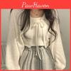 Cardigan Thin White Summer Women Sunscreen Lace Up Knitwear Lady Korean Style Casual Lantern Sleeve Short Sun Protected