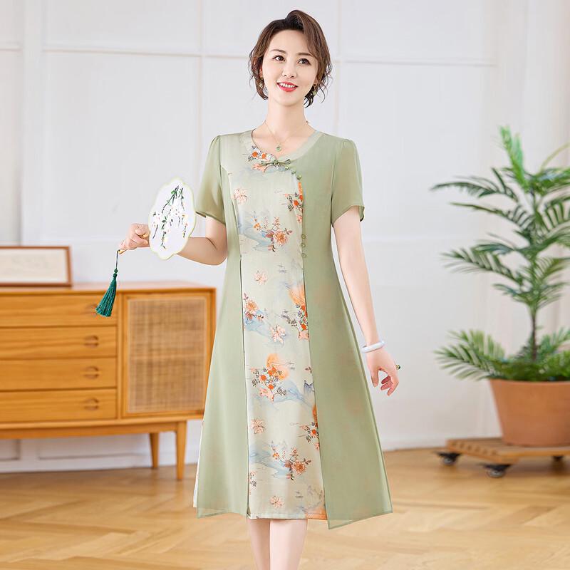 

Woxue Летнее длинное платье в китайском стиле для женщин среднего возраста XL