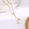 Elegant Gold-Plated Chinese-Style Four-Leaf Clover Necklace with Imitation Hetian Jade Pendant for Women