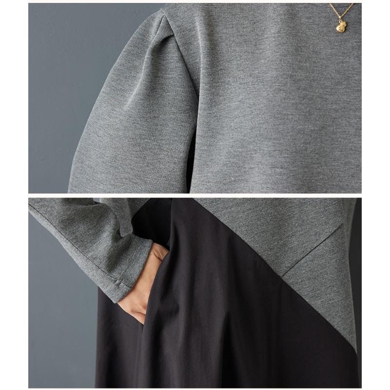 DIMANAF Plus Size Women Loose Long Sleeve Dress 2025 New Winter Elegant Lady Maxi Shirt Dress Black