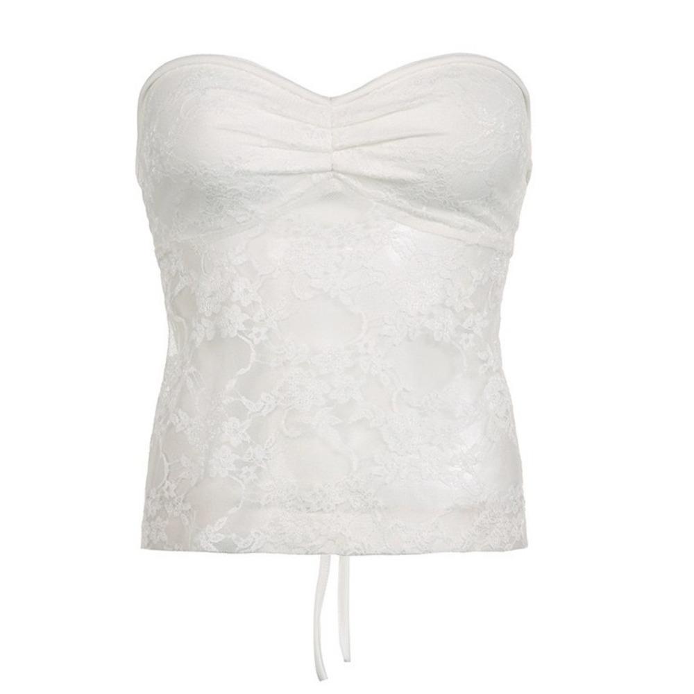 

Милые топы-бандо без бретелек, облегающие топы-трубы, шикарное кружевное бра-камисоль для вечеринки S белый