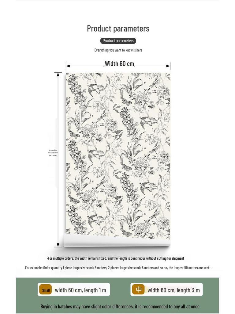 Papier Peint Adhésif Imperméable Croquis Hirondelle Rétro Français pour Carrelage de Salle de Bain