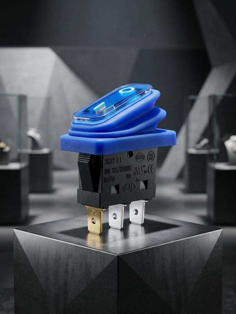 Waterproof High Current 30A/50A Boat-shaped Rocker Switch, KCD3, Single Pole, Three-leg Power Switch.