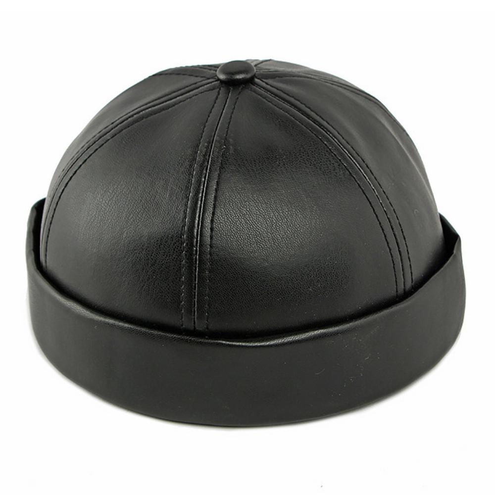 HT5049 Klassische PU-Leder-Kappen für Herren Damen Verstellbare Schirmmütze Männlich Weiblich Beanie-Mütze Frühling Herbst Uni Einfach Hip-Hop-Kappen