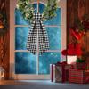 2 Pack Wreath Sash for Front Door Boxwood Wreath Sash Garland Front Door Porch Decor(White and Black Plaid)
