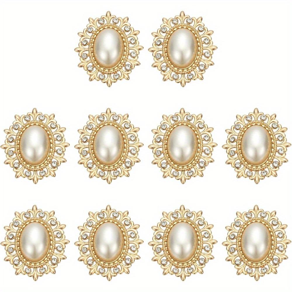 10Pcs Rhinestone Buttons, Flatback Sew On Rhinestones with Metal Base Mirror Gems for Crafting Embellishments for Clothes Shoes Hats Bags,