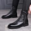 Autumn Winter Cowhide Men'S Riding Boots British Style Men'S Leather Boots High Top Zippered Men Boots Chelsea Boots