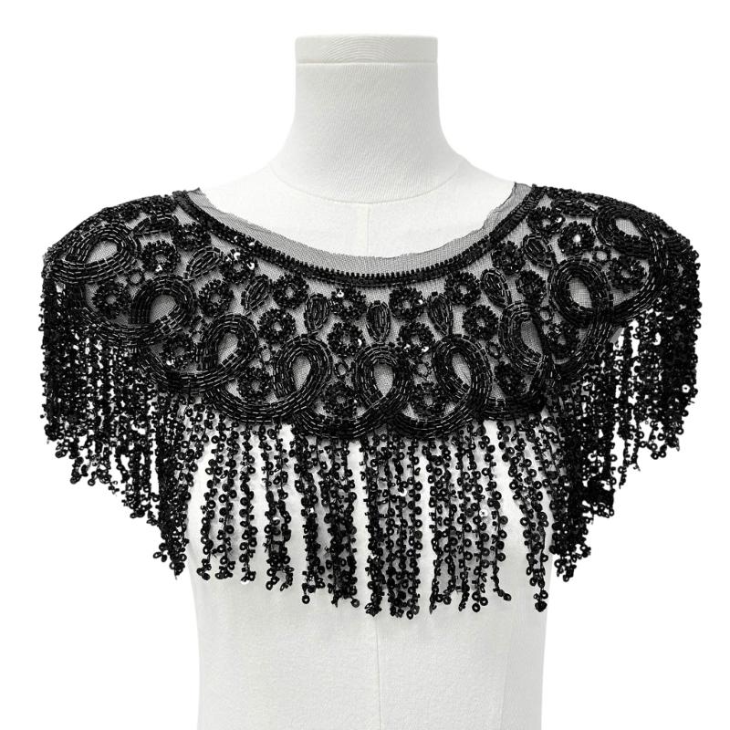 Glitter Fringe Detachable Collar Shawl Scarf For Women Elegant Party Accessory