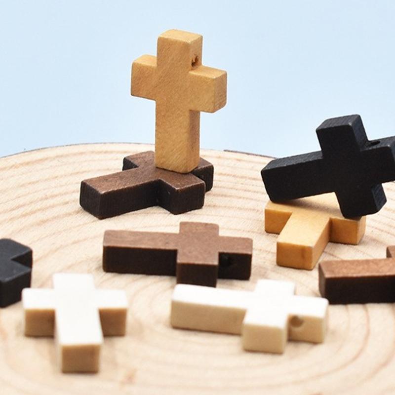 Paintable Mini Wooden Prayer Crosses Pendants,Diy Craft Charms Small Wooden Crosses with Flat Sanded Sides and Top Holes for Creative Handmade Jewelry