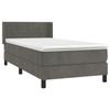 3130944 vidaXL Lit à sommier tapissier avec matelas Gris foncé 100x200 cm