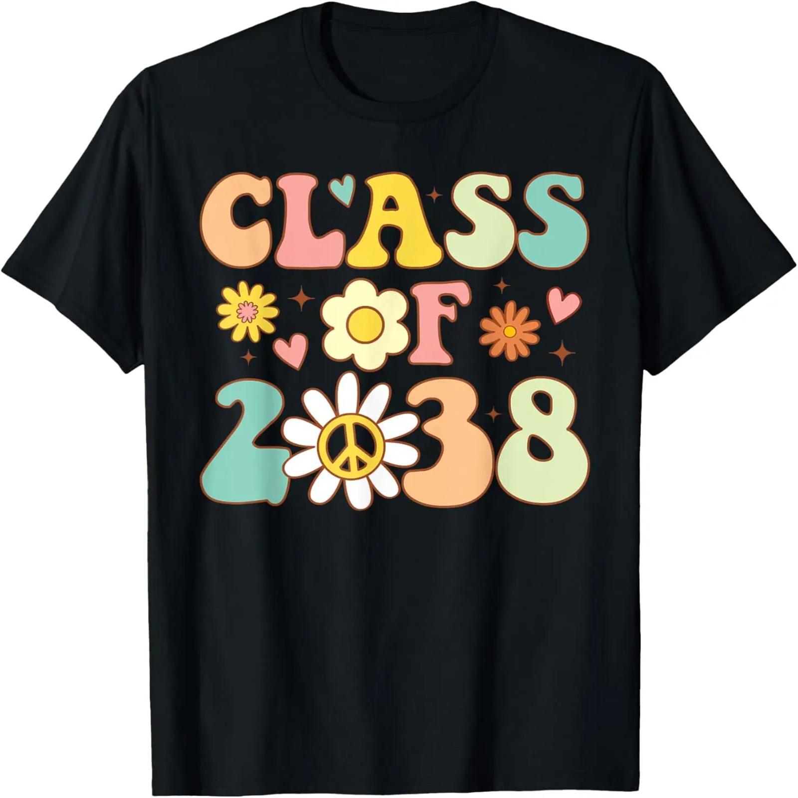 

Pre-K Class of 2038 School Retro Groovy Hippie Girls Vintage T-Shirt XXXXXL чорний