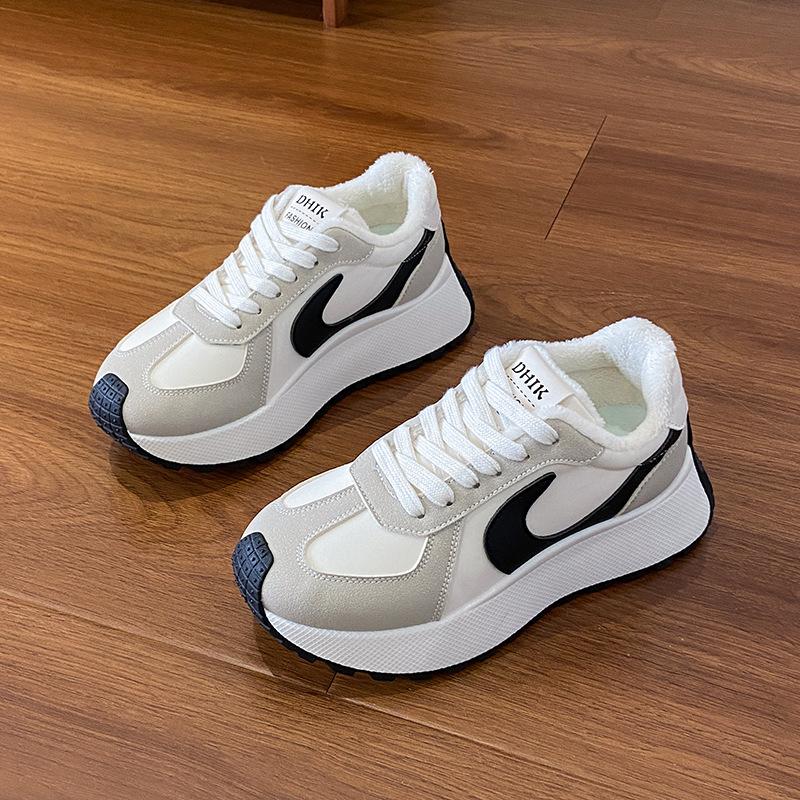 

BN001-2 New 2025 Autumn Women s Shoes Board Shoes Platform Sole Fleece Student Height Increase Casual Splicing Shoes Tide Sports 41