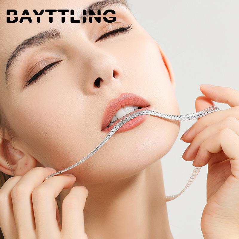 BAYTTLING 925 Sterling Silver Bracelet 5mm 8/18/20/22/24 Inch Necklace Full Sideways Chain For Women Men Fashion Jewelry Gift
