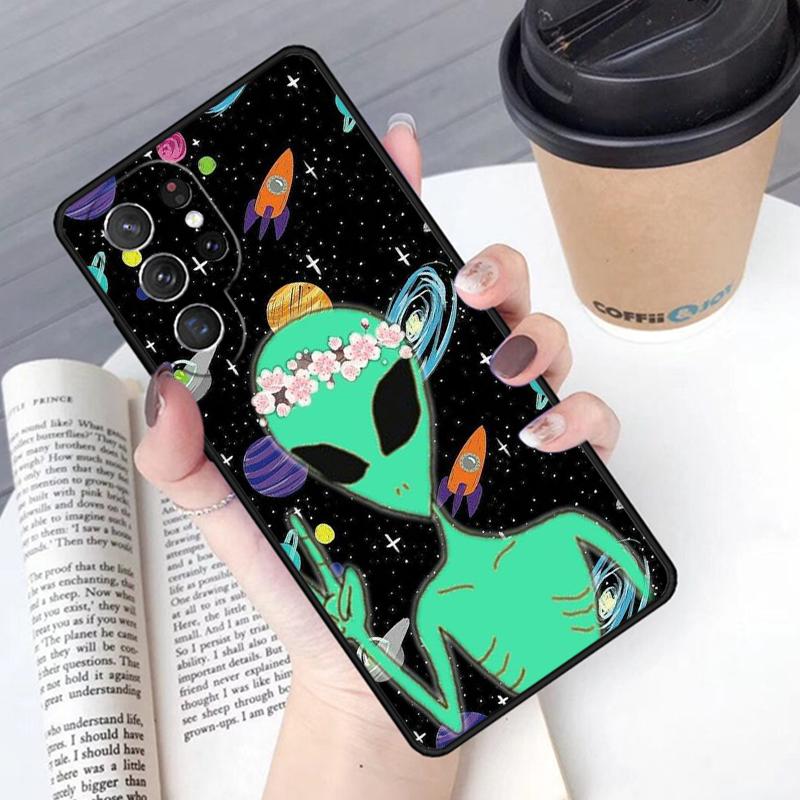 Aesthetics Cartoon Alien Phone Case Cover For Samsung Galaxy S24 S25 Ultra S21 S22 Ultra S10E Note 10 Plus Note 20 FE S23