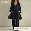 JPNTKY Kadın Moda Günlük Uzun Kollu V Yaka Pantolon Takımları