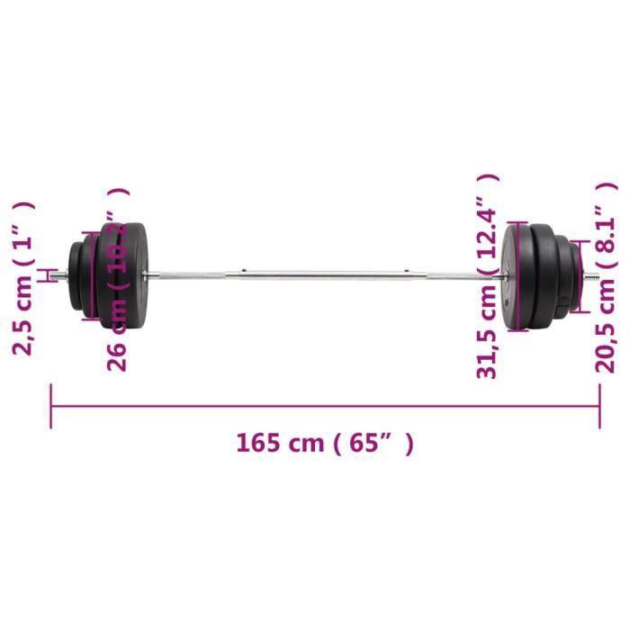 3145020 vidaXL Barbell with Plates 60 Kg