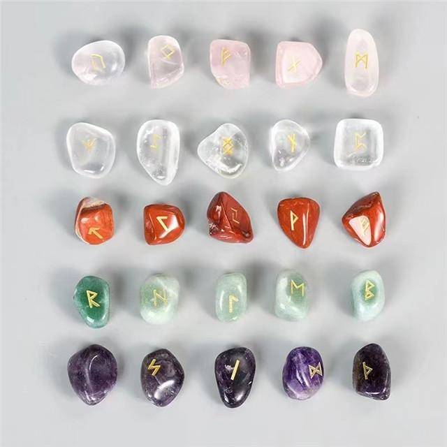 New Arrivals Spiritual Meditation Fortune-telling Stone Natural Mixed Amethyst Runes Set for Sale
