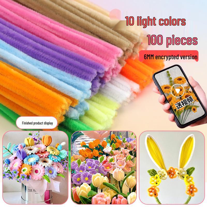 Pipe Cleaner Bouquet Kit: DIY Children's Weaving Material for Handmade Chenille Christmas Tree