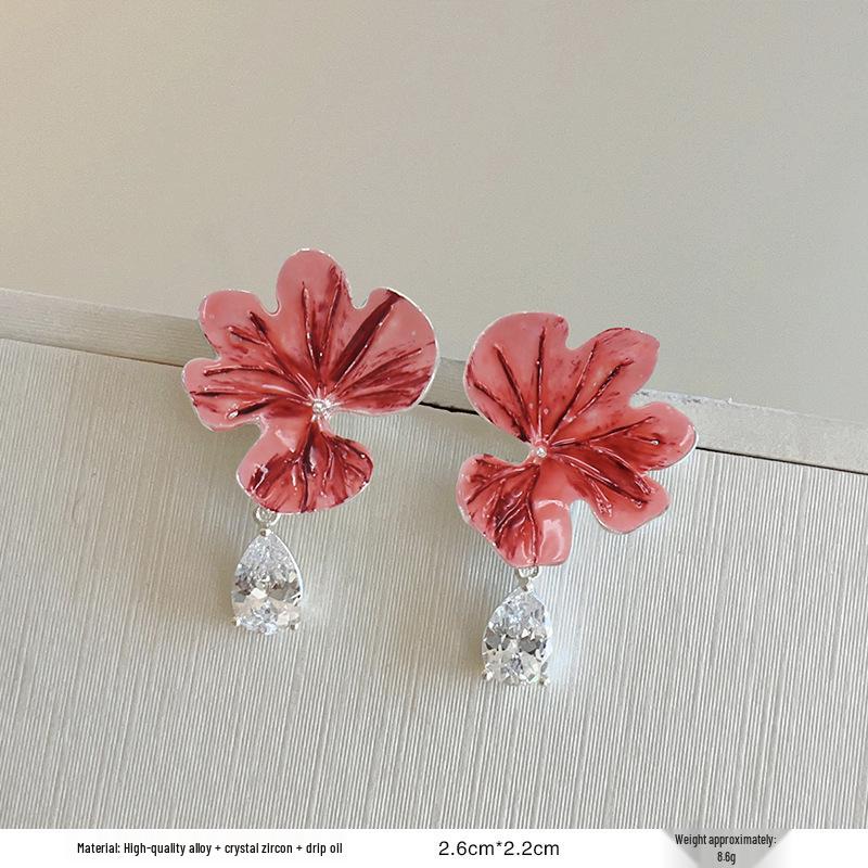 

Серьги-пусеты в ретро-стиле с красной глазурью «капля» для женщин - Уникальный нишевый дизайн начала осени